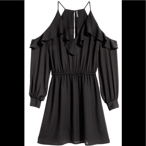 NWT H&M Black Long Sleeve Cold-Shoulder Dress - Picture 3 of 4